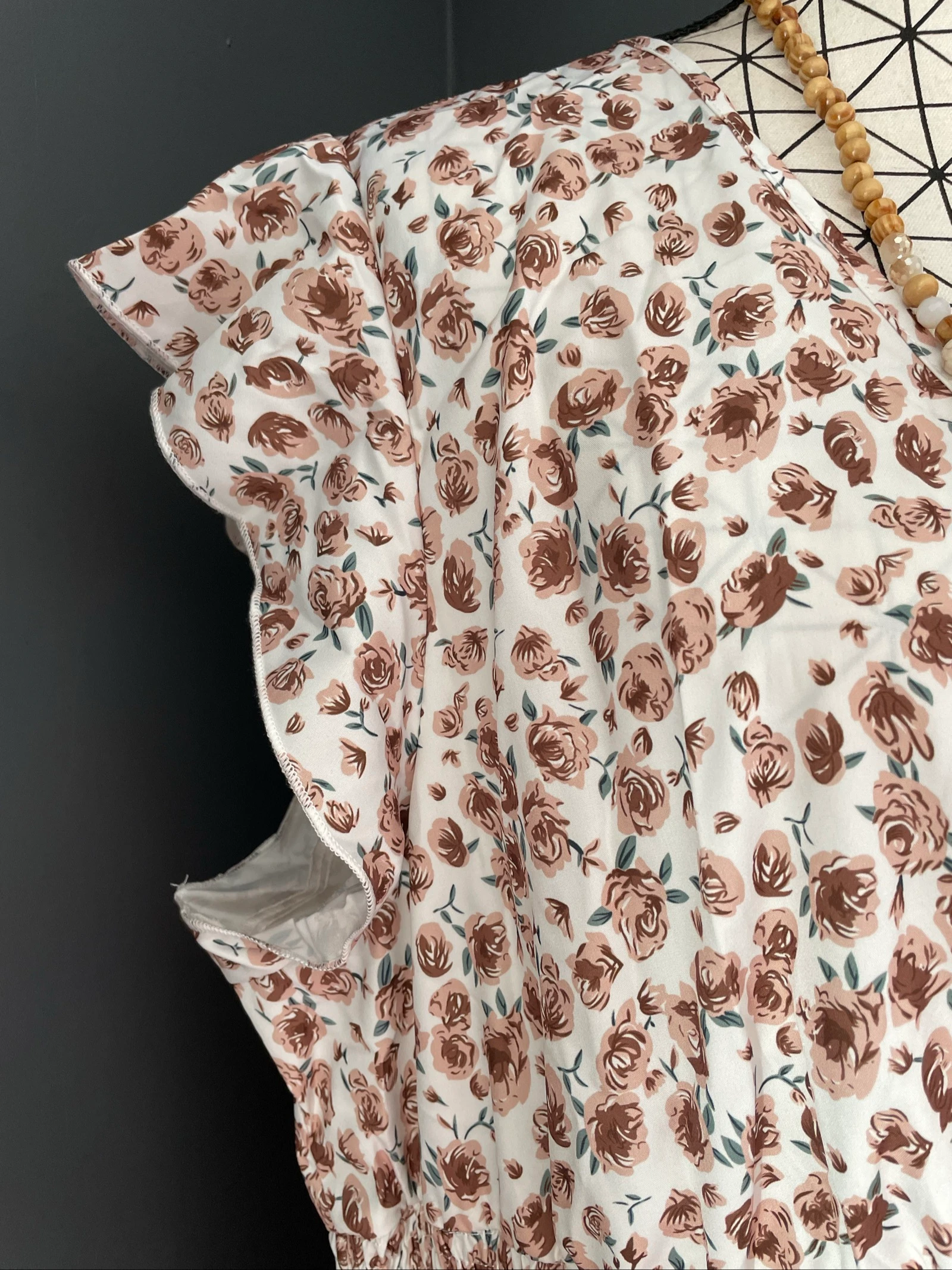 💖 vestido longo floral bege cru grande tamanho 54 fluido romântico boêmio chique 💖 – photo 4
